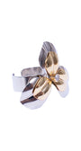 Anel Floral Ajustável com Mix de Banhos Dourado e Prateado – Fiori