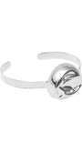 Bracelete Prateado Martelado com Esfera – Pulseira Rígida Minimalista