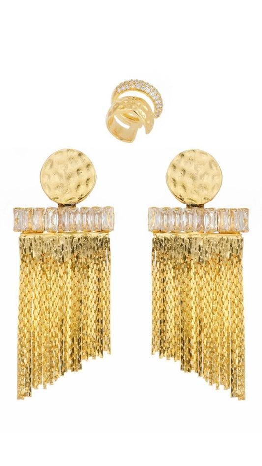 KIT DE BRINCOS LUXO DOURADO