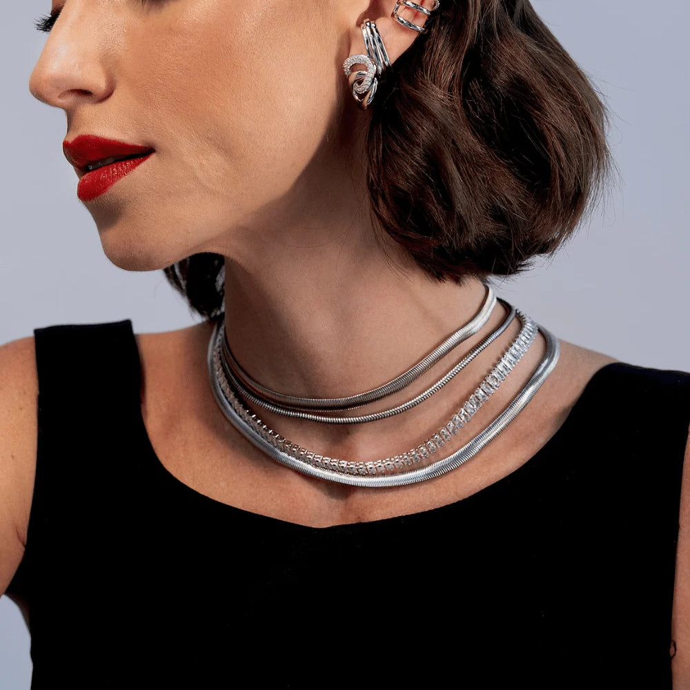 KIT DE EAR CUFF MÉDIO LUXO PRATEADO