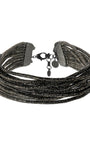 Choker Grafite com Múltiplas Voltas de Strass Hematite e Brilho Intenso