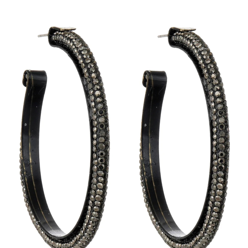 Brinco Argola Glam Grafite Hematita
