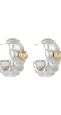 Brinco Argola Prateado com Ponto de Luz Dourado – Mix de Banhos com Cristal