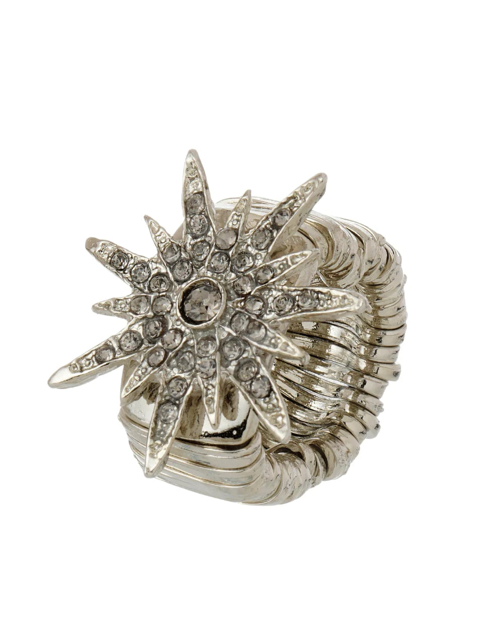 Anel Estrela Black Diamond Prateado | Cravejado e Ajustável