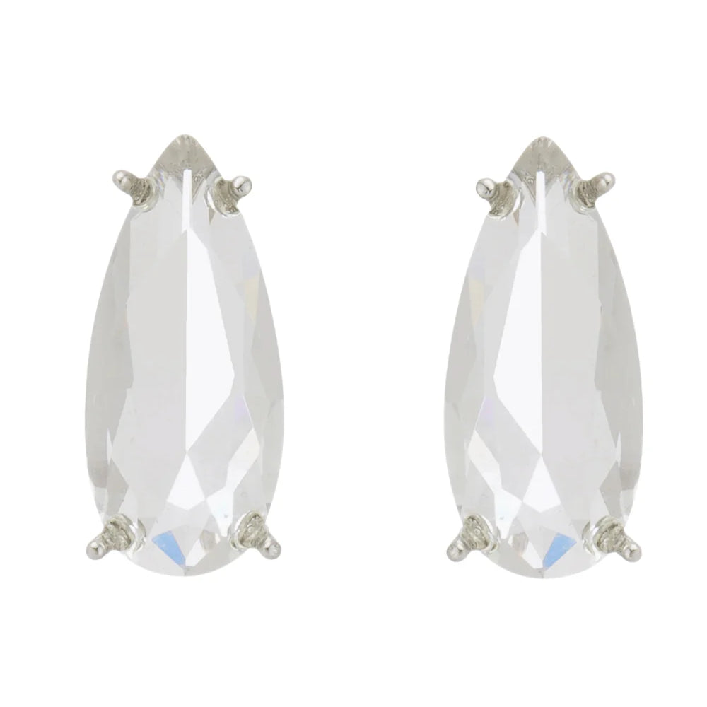 Brinco Pequeno Gota Cristal Prateado