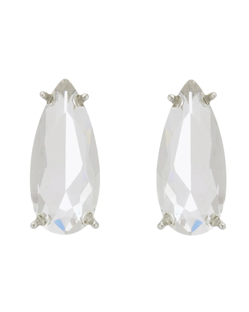 Brinco Pequeno Gota Cristal Prateado