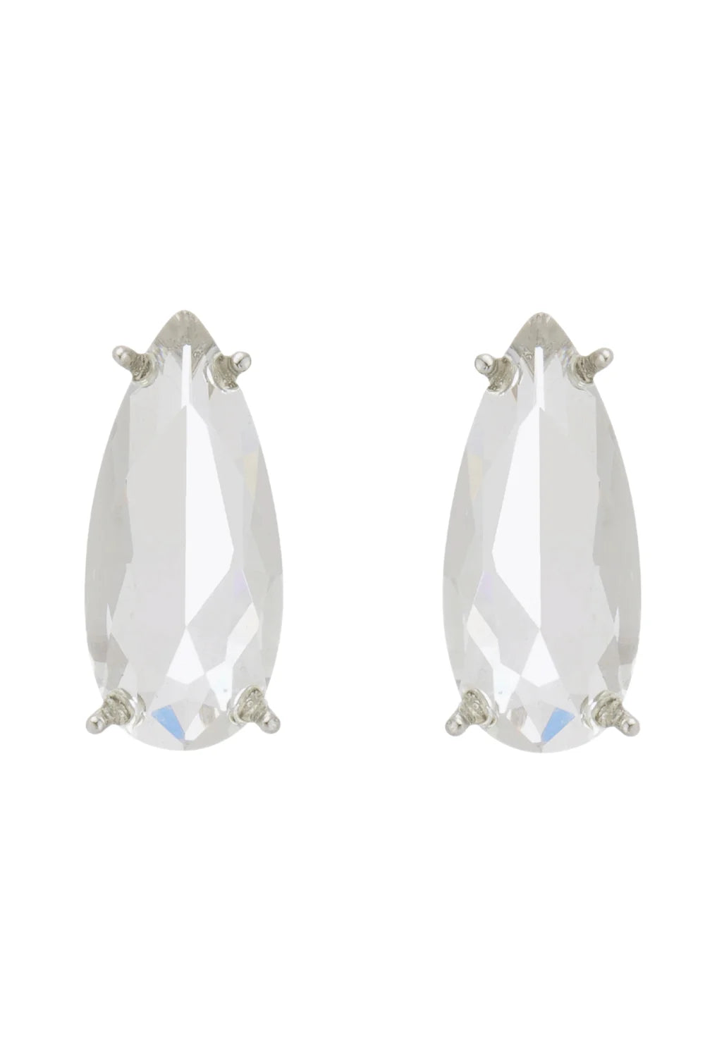 Brinco Pequeno Gota Cristal Prateado