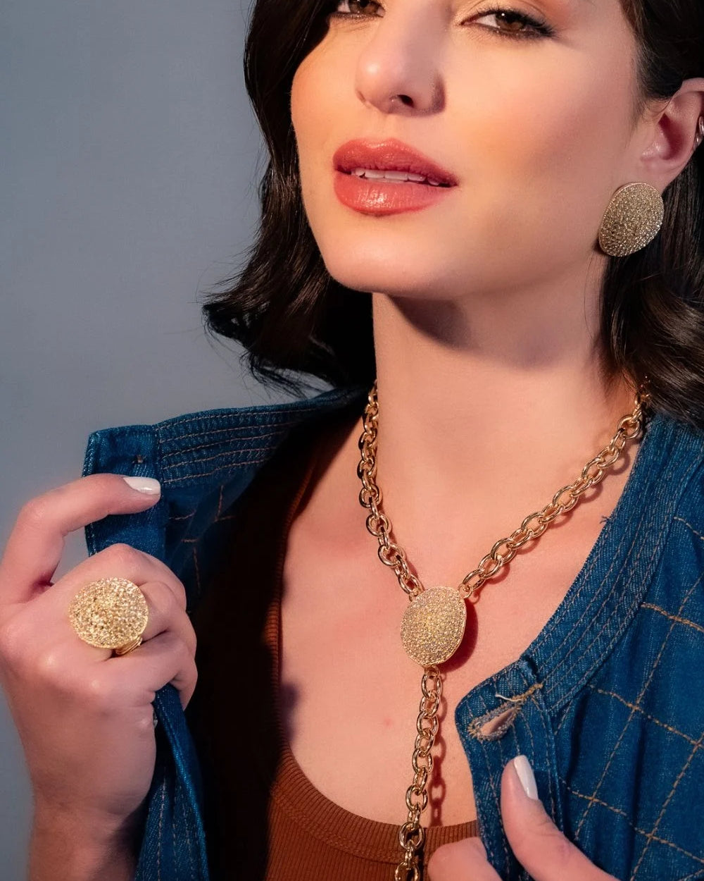 ANEL CRAVEJADO SHINE DOURADO