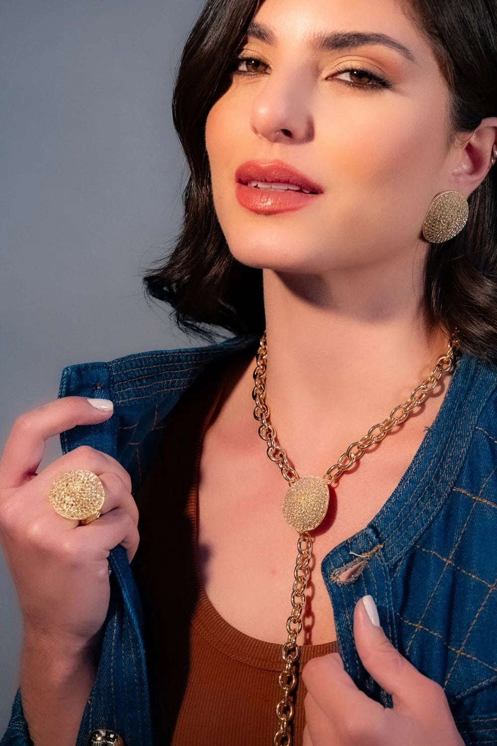 ANEL CRAVEJADO SHINE DOURADO