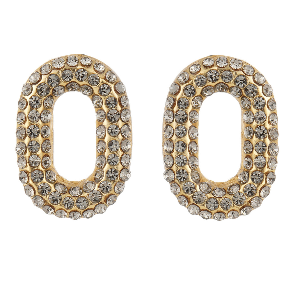 Brinco Elos Shine Dourado com Strass Black Diamond