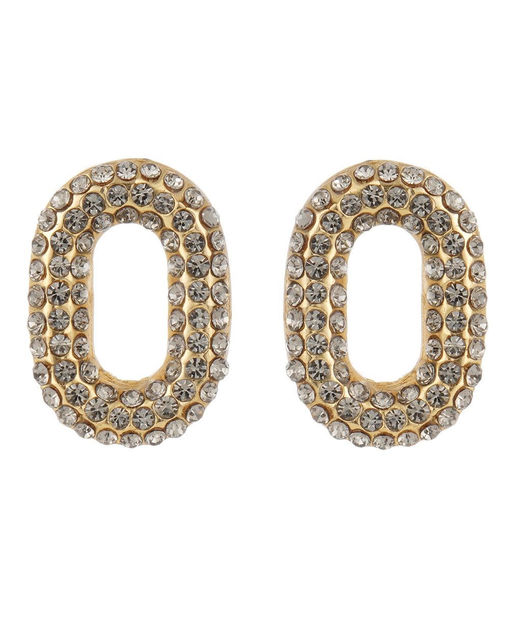Brinco Elos Shine Dourado com Strass Black Diamond