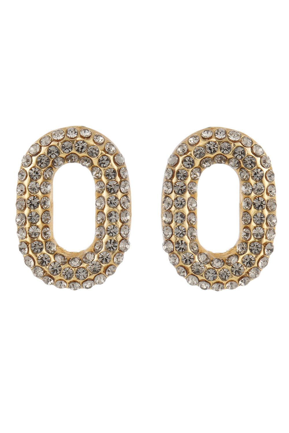 Brinco Elos Shine Dourado com Strass Black Diamond