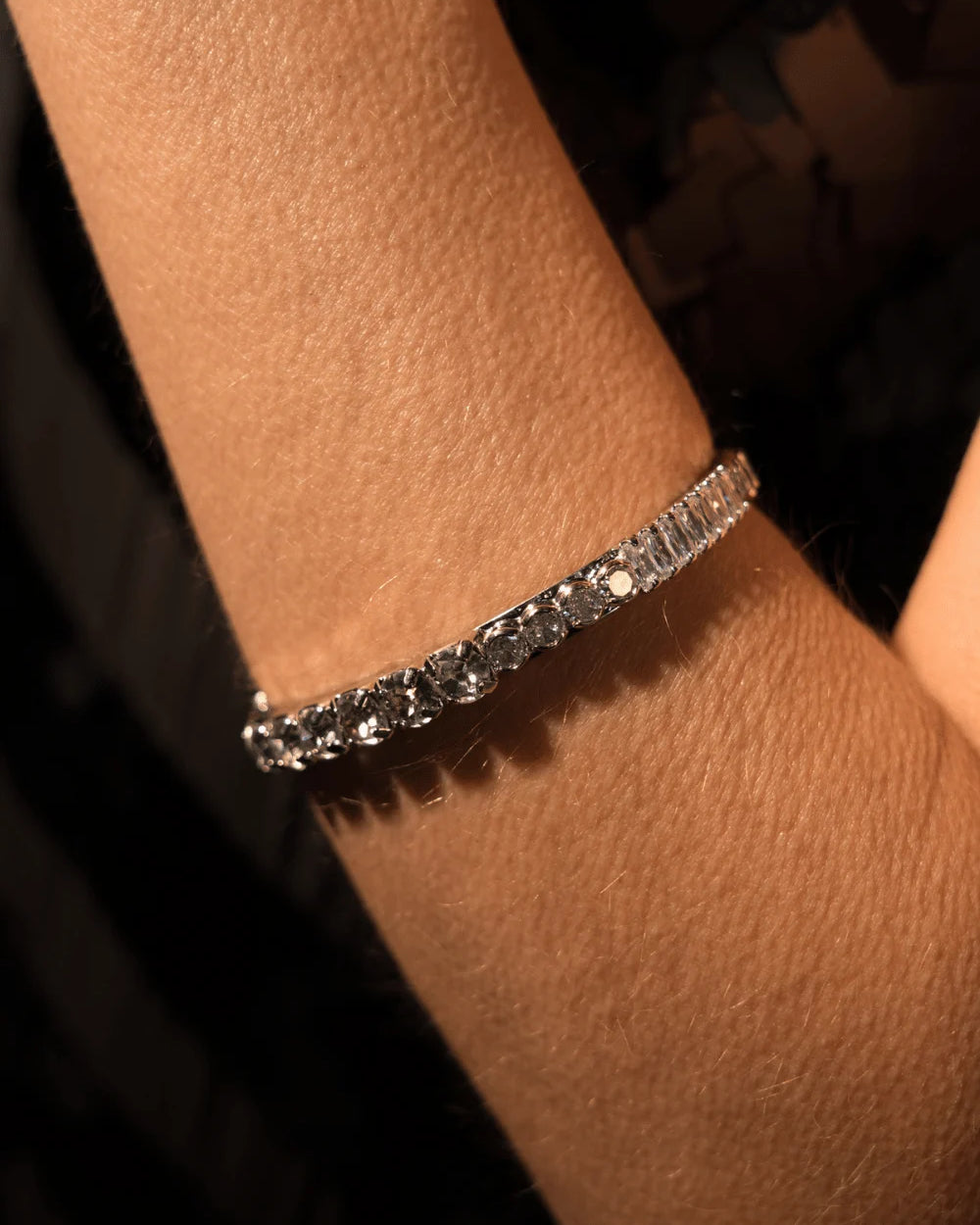 Bracelete Mix Shine Prateado com Zircônias e Cristal