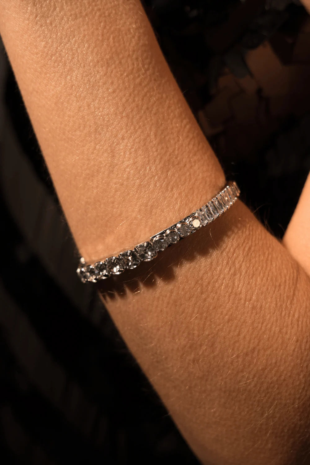 Bracelete Mix Shine Prateado com Zircônias e Cristal