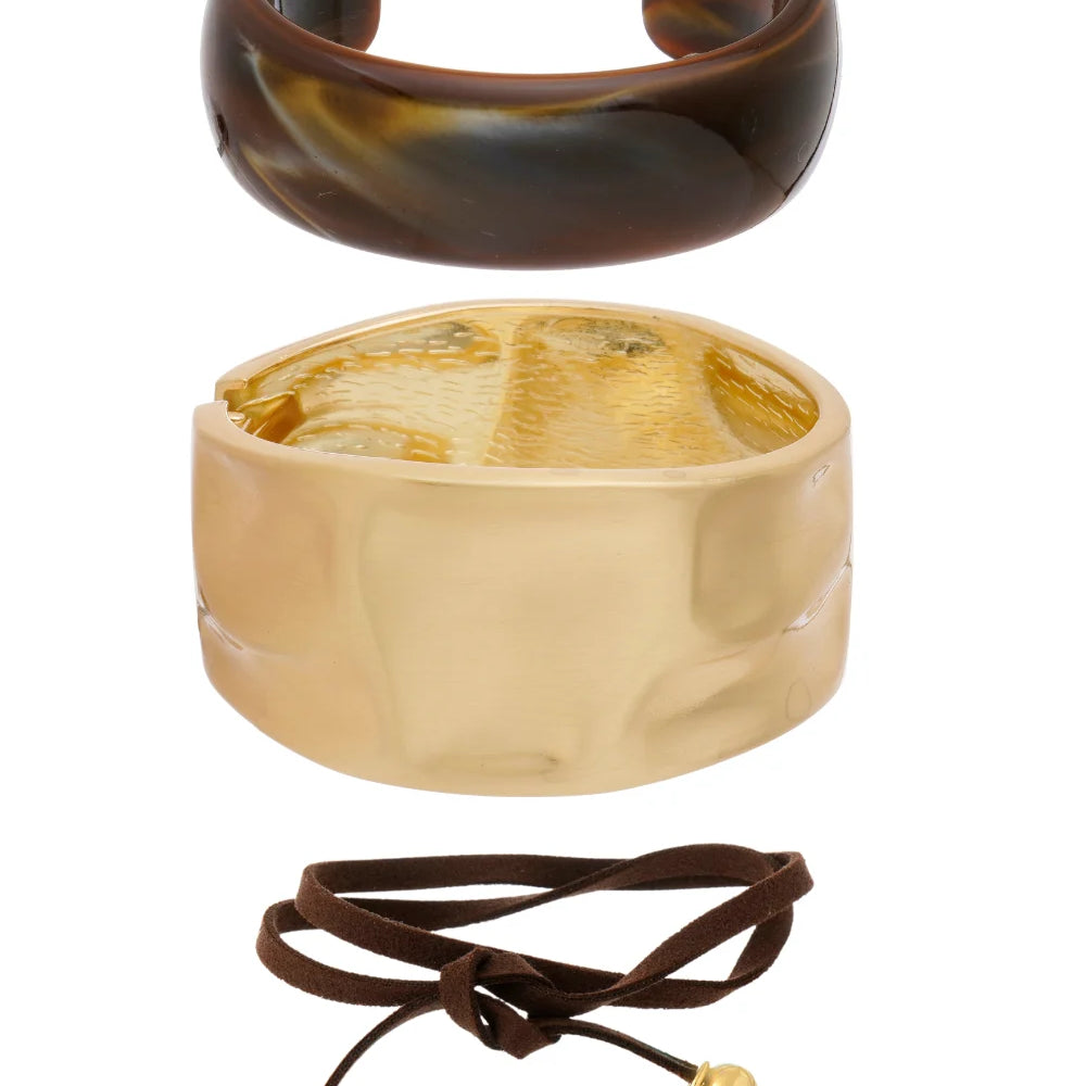 KIT BRACELETES E CORDÃO MULTIFUNCIONAL DOURADO