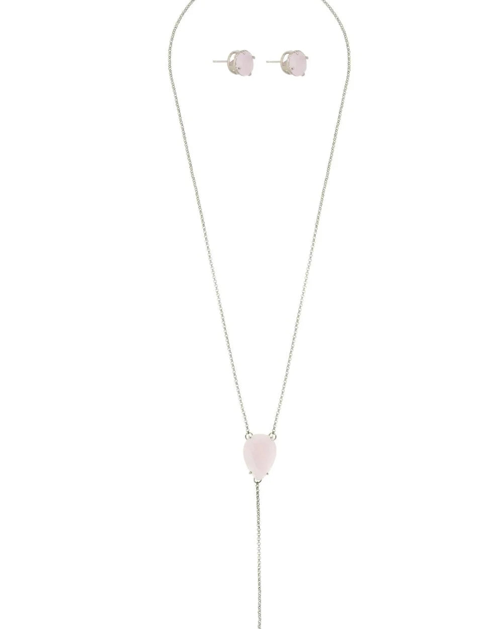 KIT COLAR E BRINCO LIGHT ROSE PRATEADO