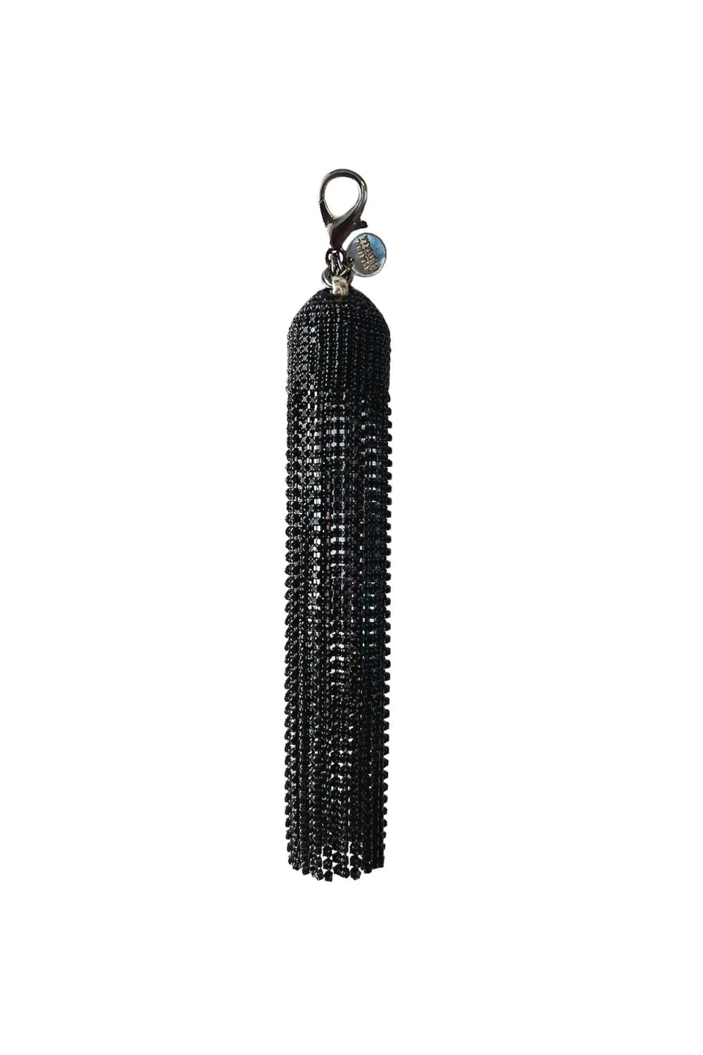 Bag Charm Preto com Strass – Pingente de Franjas Multifuncional