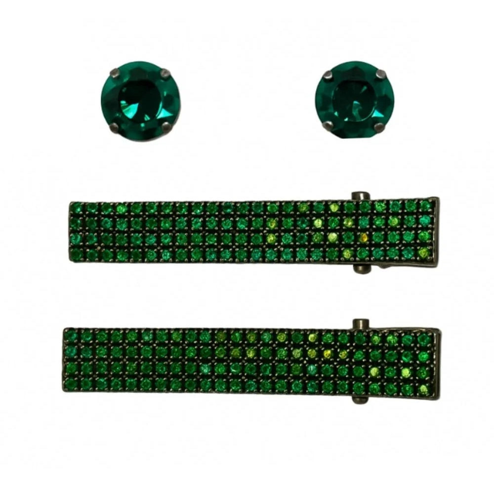 KIT DE PRESILHAS VERDE PRATEADO