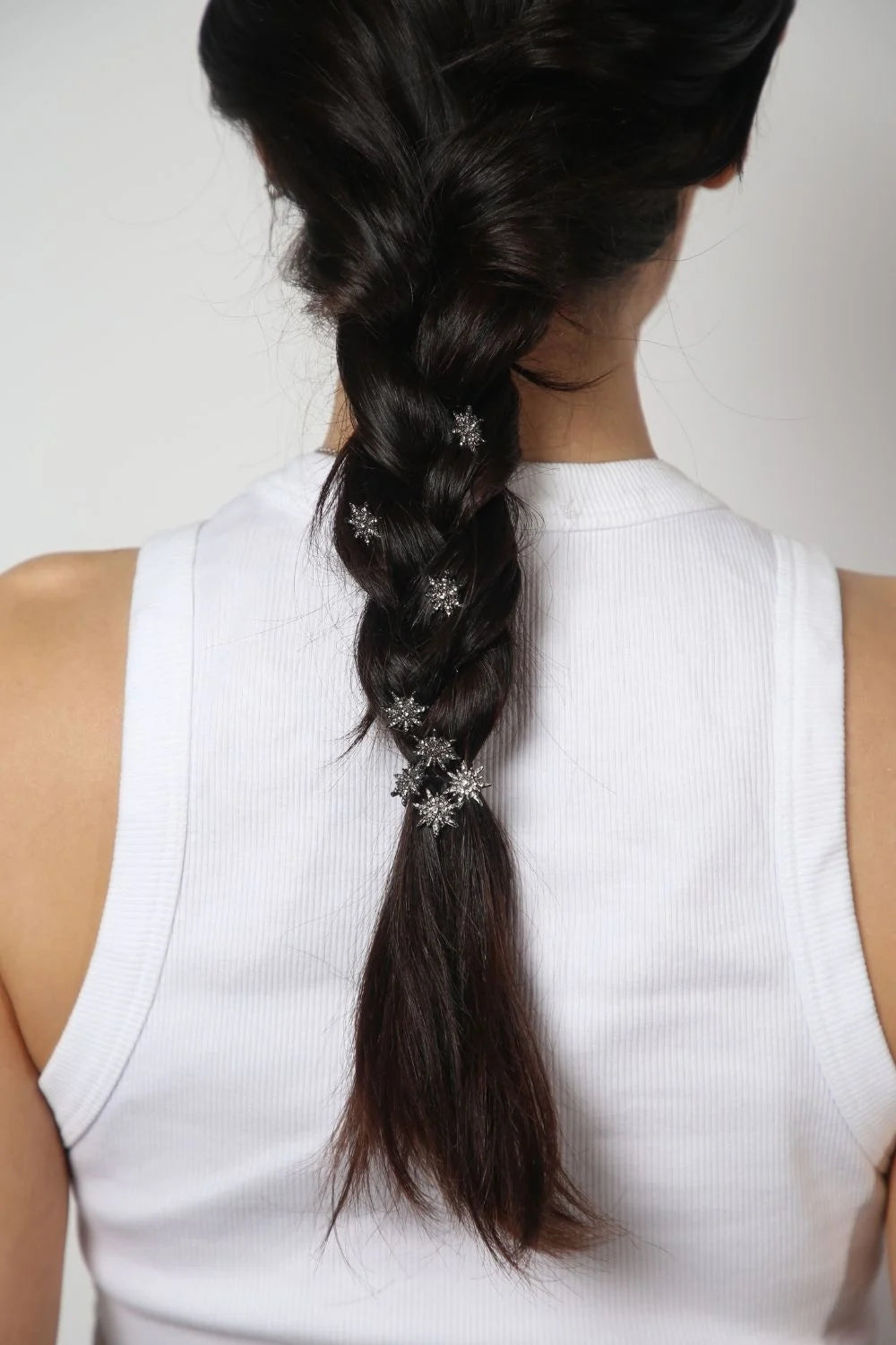 Kit de Presilhas de Cabelo Star em Banho Grafite com Strass Hematita