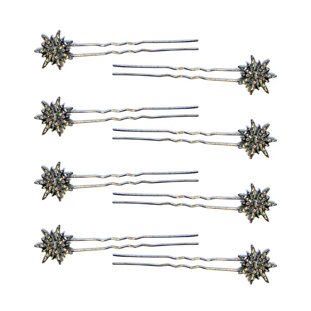 Kit de Presilhas de Cabelo Star em Banho Grafite com Strass Hematita