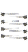 Kit de Presilhas de Cabelo Star em Banho Grafite com Strass Hematita