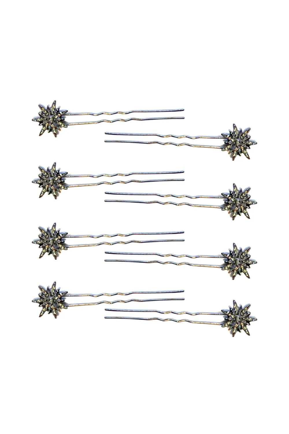 Kit de Presilhas de Cabelo Star em Banho Grafite com Strass Hematita