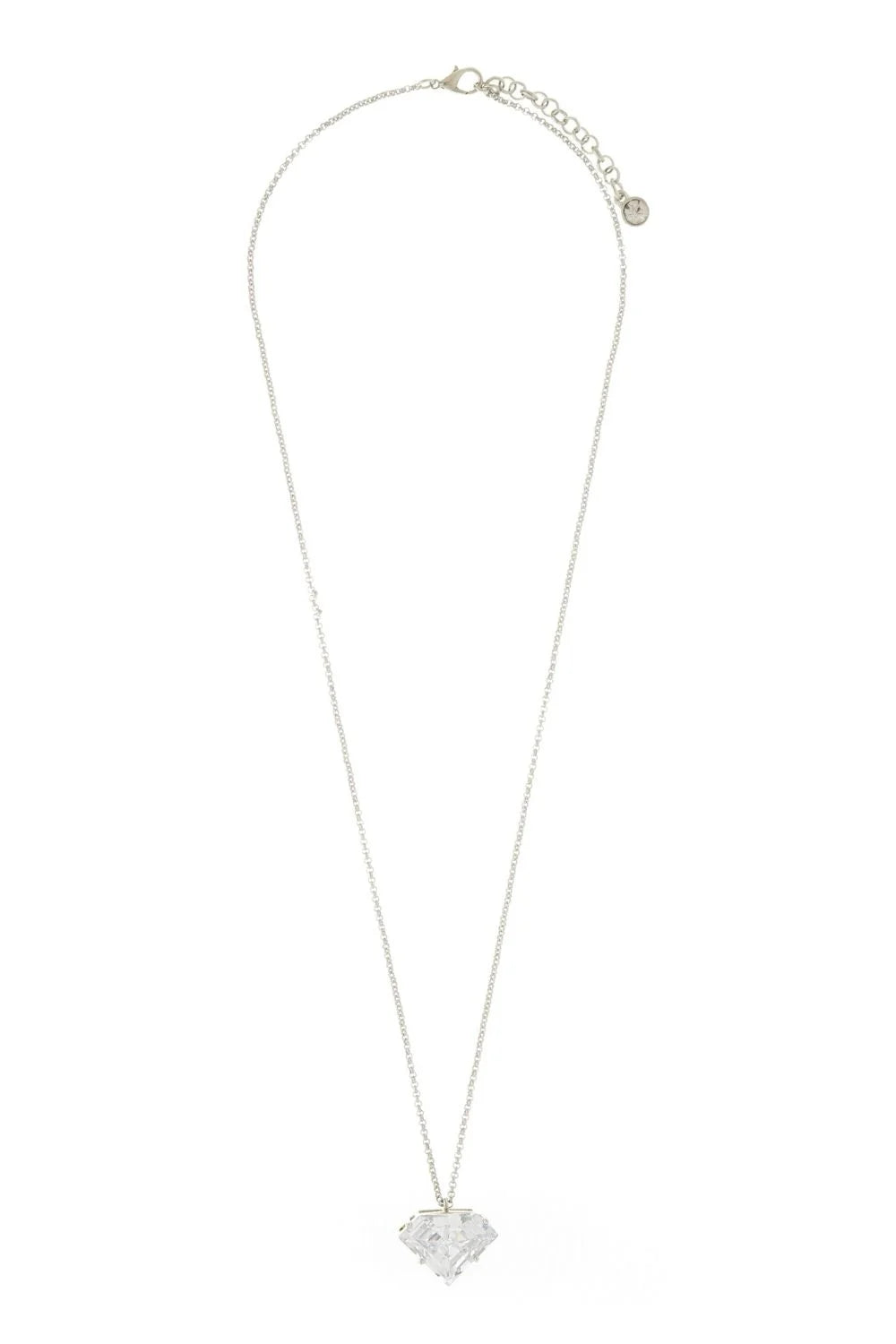 Colar com Pingente Pentagonal Grande em Cristal Prateado