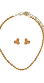 Choker Texturizada com Brilho Âmbar e Brinco Ponto de Luz Prateado