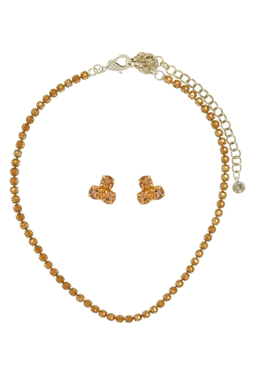 Choker Texturizada com Brilho Âmbar e Brinco Ponto de Luz Prateado