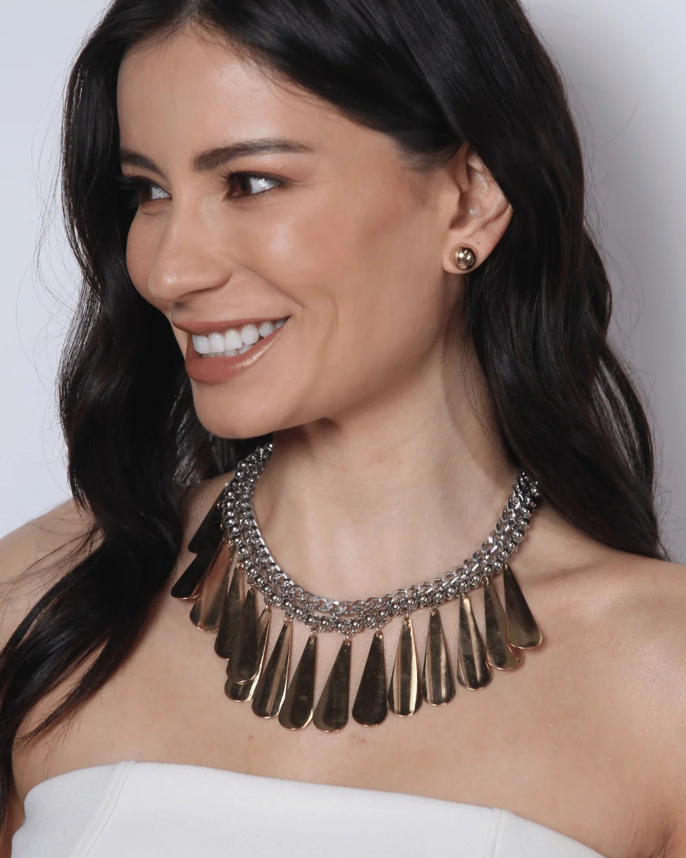 Maxi Colar Boho Mix de Banhos com Pingentes de Gota e Correntaria