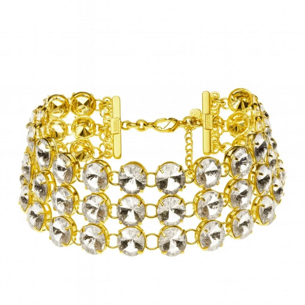 Choker com Cristais em Camadas e Estrutura Dourada – Limited