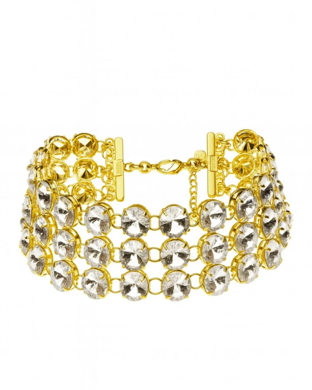 Choker com Cristais em Camadas e Estrutura Dourada – Limited