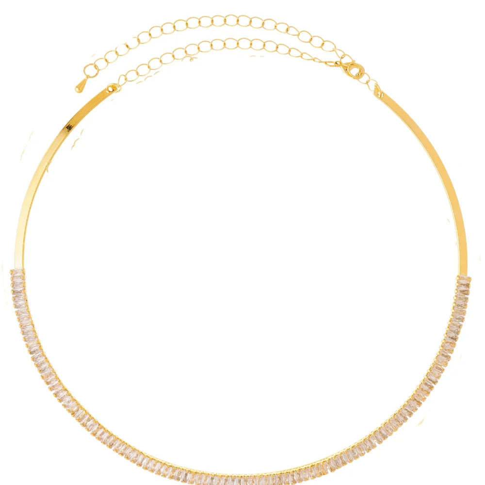 CHOKER ZIRCÔNIA CRISTAL DOURADO