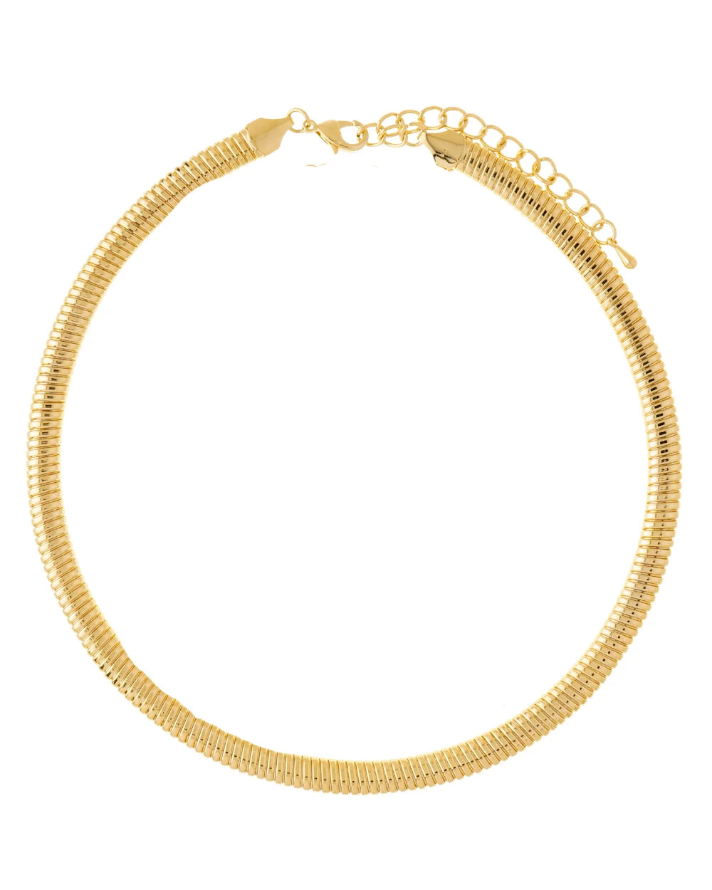 Colar Curto Dourado Malha Snake com Acabamento Polido