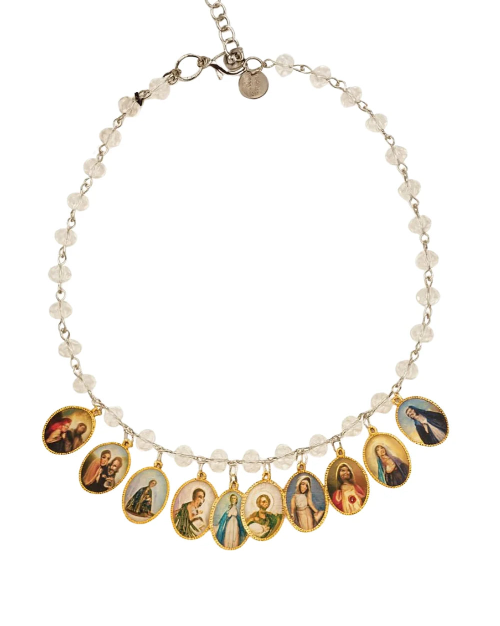 COLAR CURTO SANTO CRISTAL PRATEADO