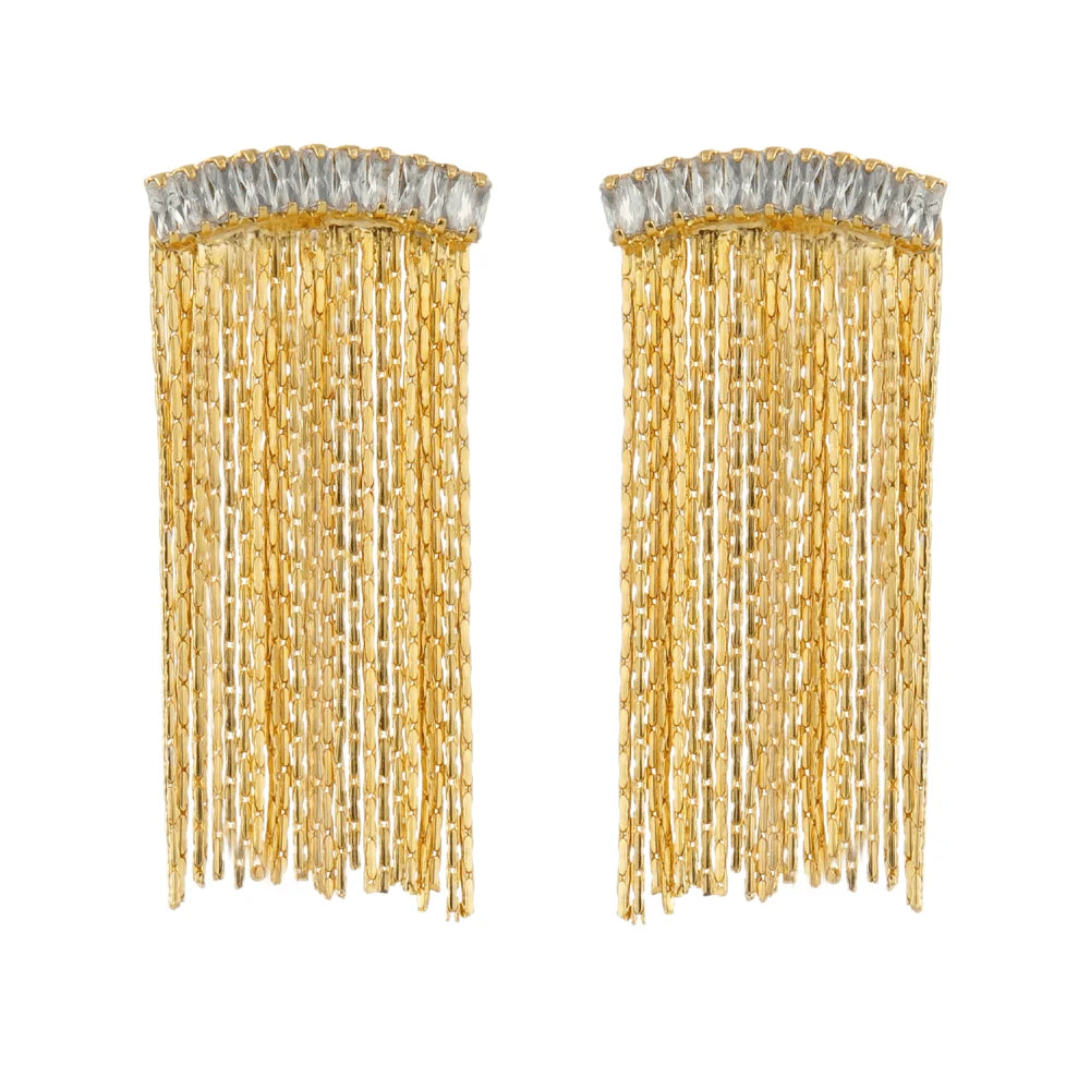 Brinco Shine Dourado Pequeno com Franjas de Movimento
