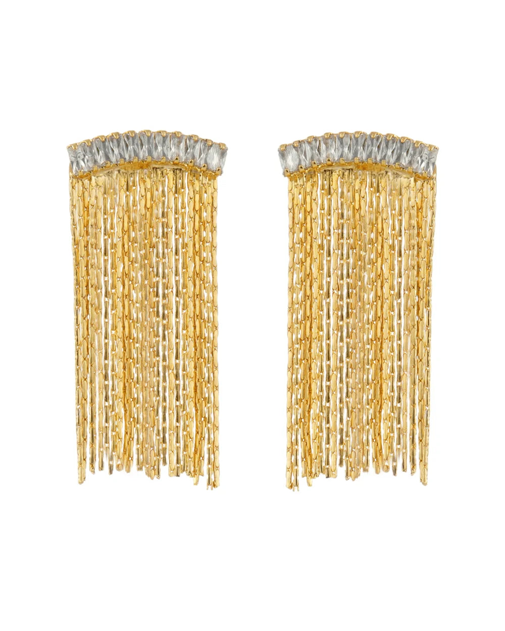 Brinco Shine Dourado Pequeno com Franjas de Movimento