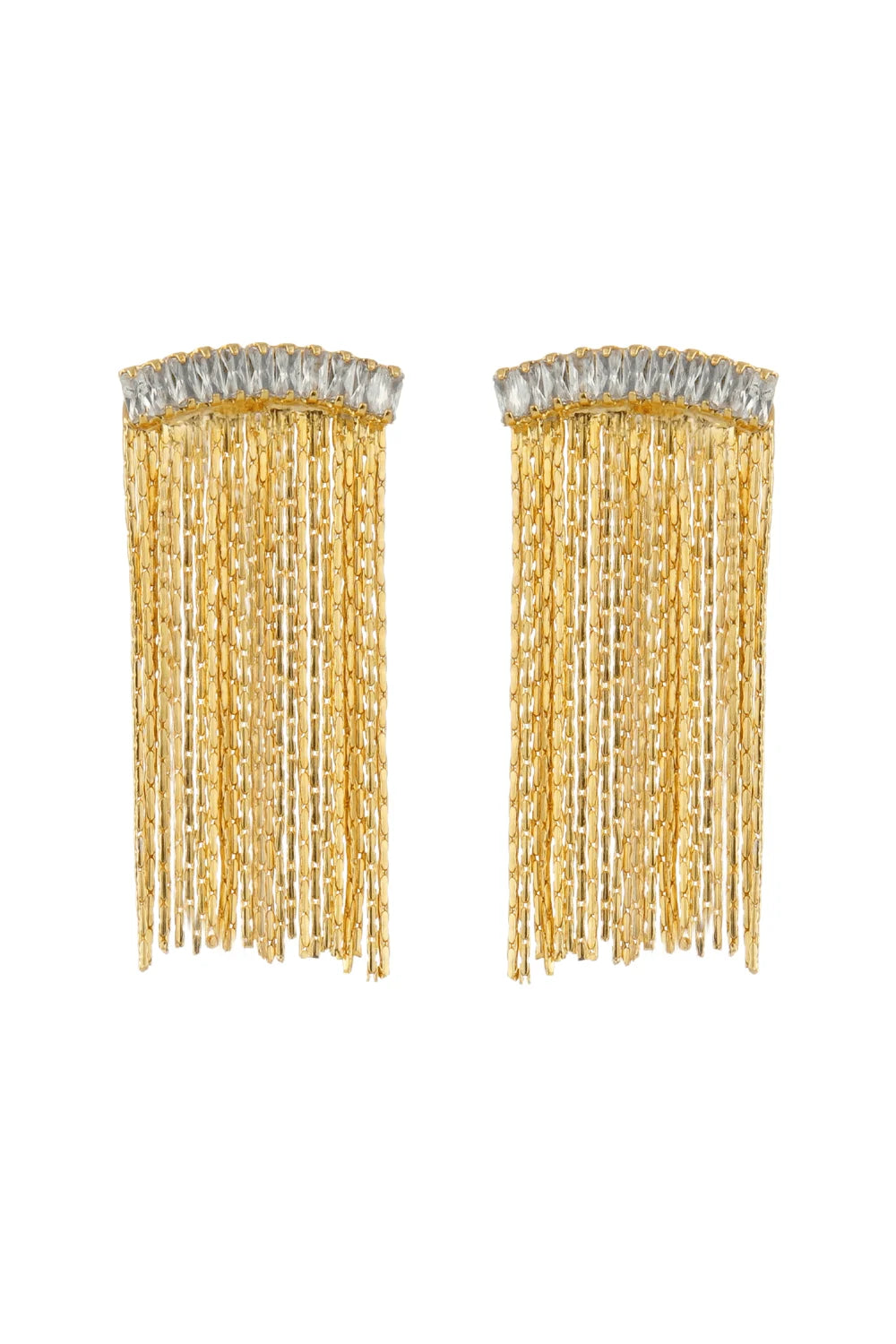 Brinco Shine Dourado Pequeno com Franjas de Movimento
