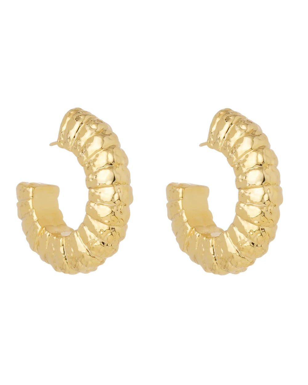 Brinco Argola Dourado com Volume Texturizado em Camadas