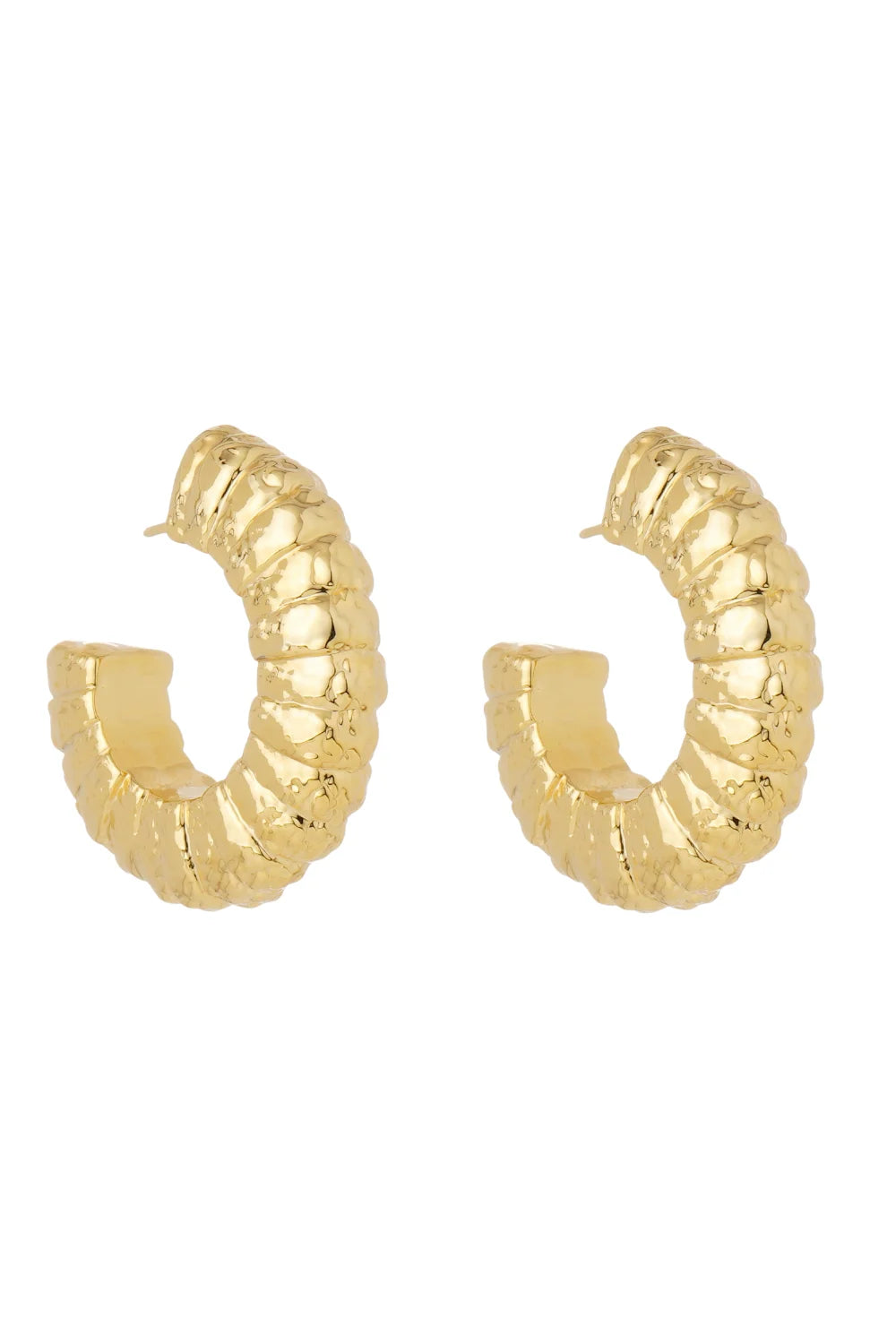 Brinco Argola Dourado com Volume Texturizado em Camadas