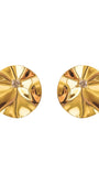 Brinco Disco Dourado com Textura e Cristal