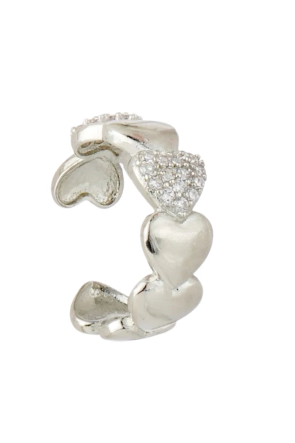 EAR CUFF CORAÇÕES PRATEADO