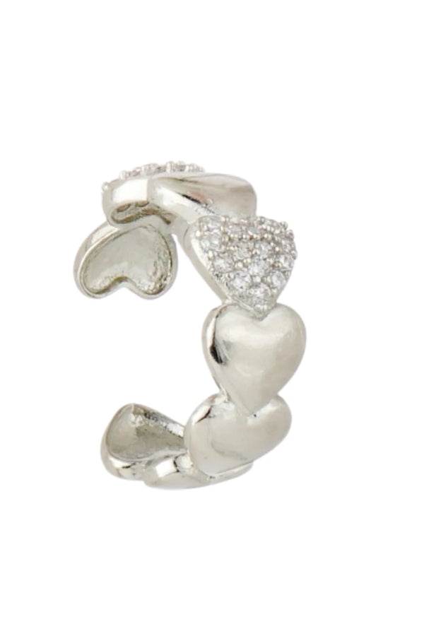 EAR CUFF CORAÇÕES PRATEADO