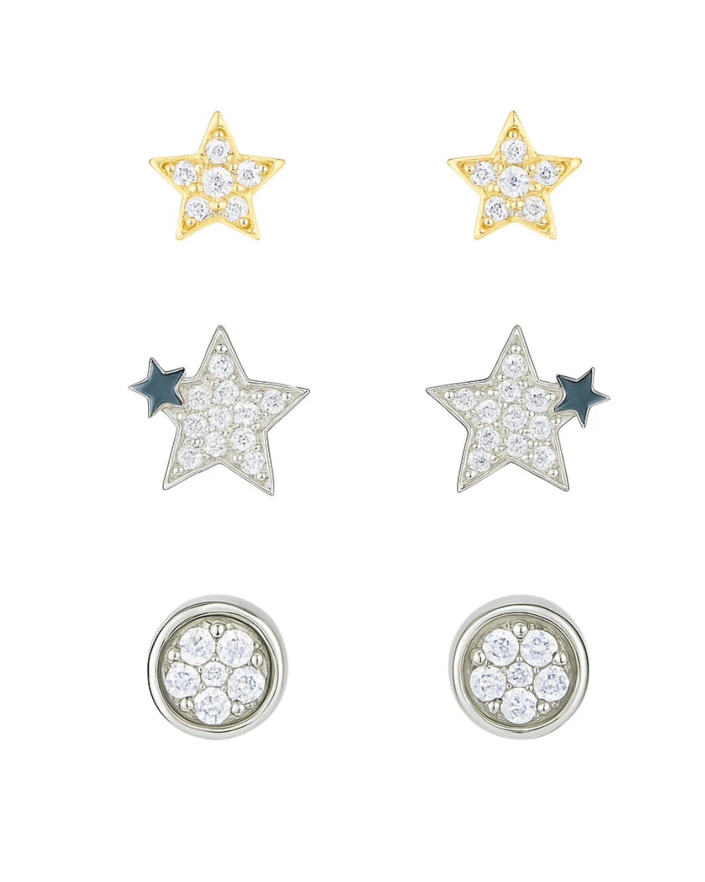Kit de Brincos Estrela Cravejado Mix de Banhos Minimalista