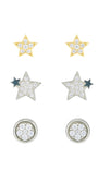 Kit de Brincos Estrela Cravejado Mix de Banhos Minimalista