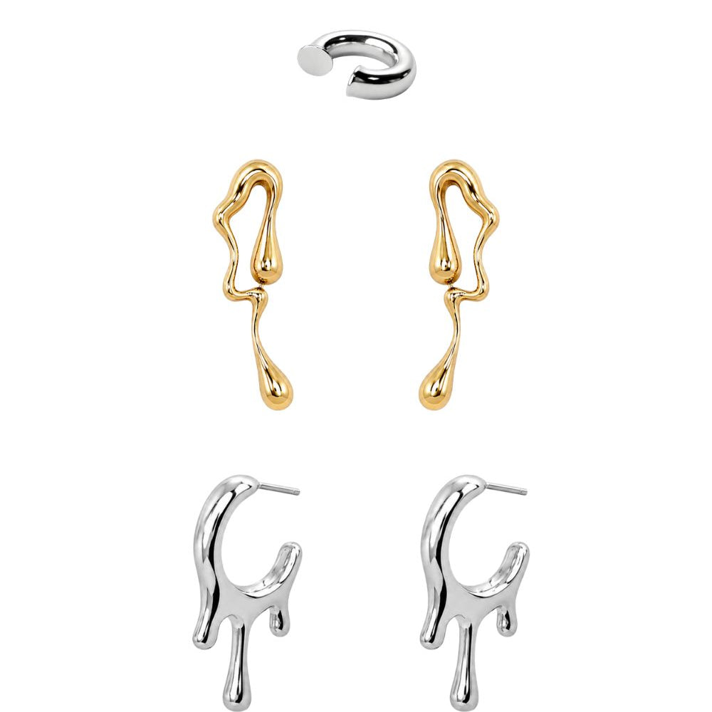 Kit de Brincos Orgânicos e Ear Cuff Mix de Banhos | Design Contemporâneo
