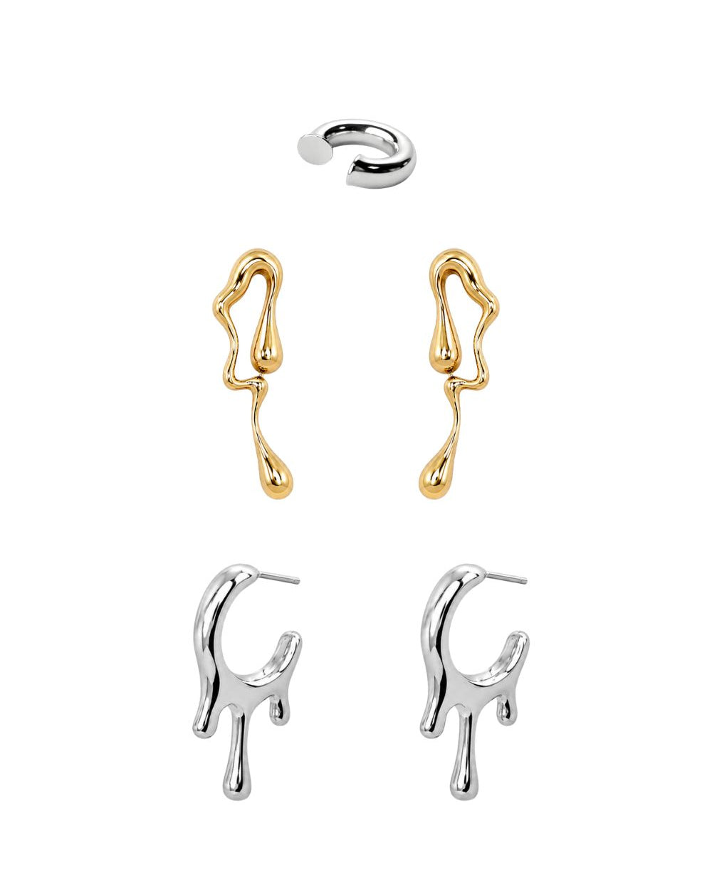Kit de Brincos e Ear Cuff Design Mix de Banhos