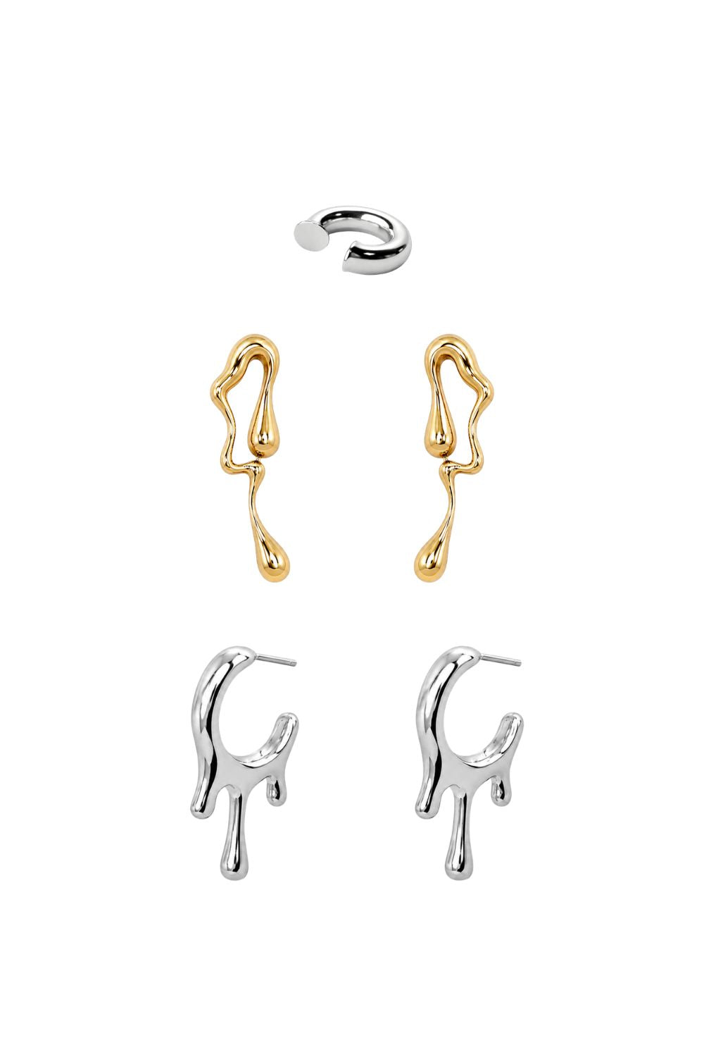 Kit de Brincos Orgânicos e Ear Cuff Mix de Banhos | Design Contemporâneo