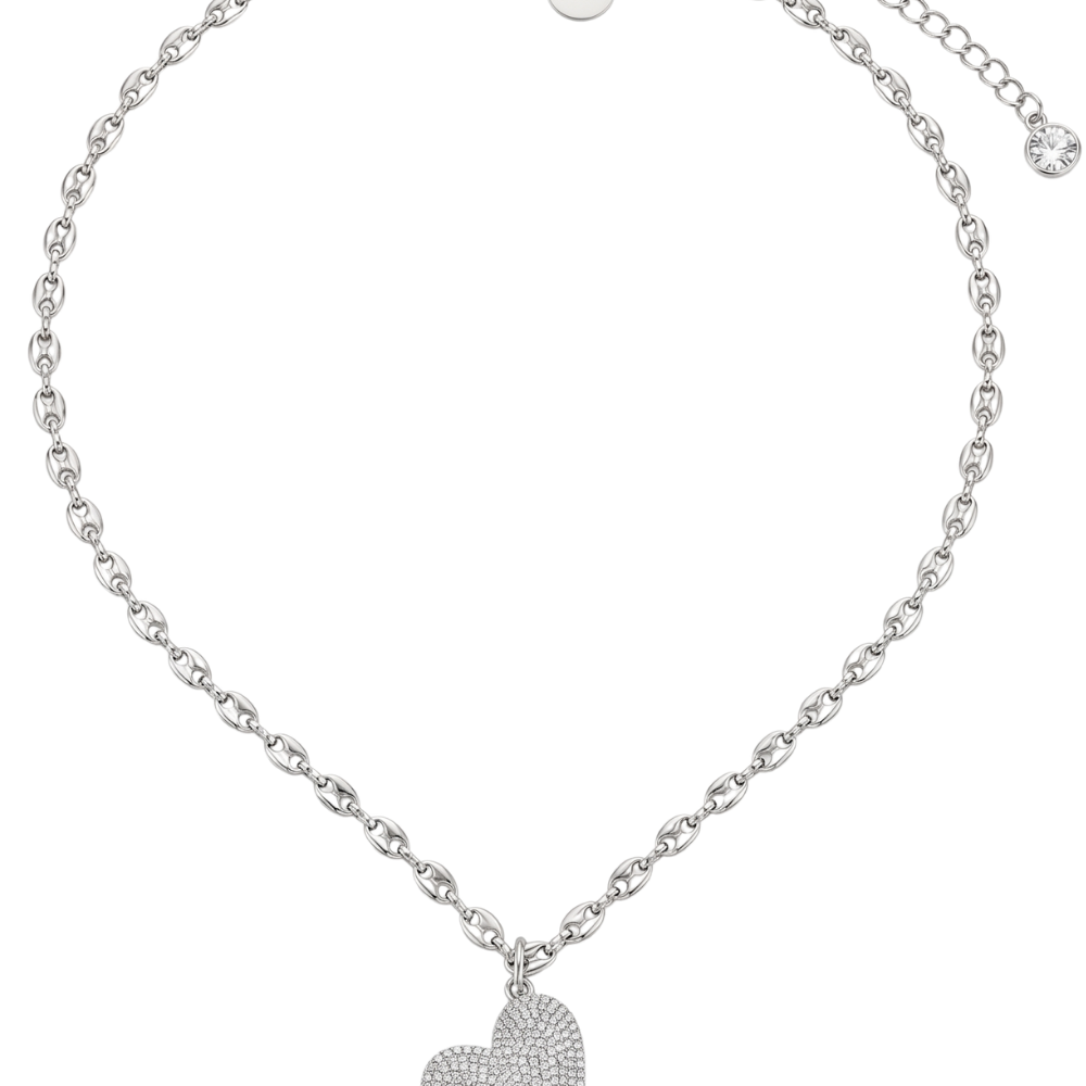 Colar Longo com Pingente de Coração Cravejado em Strass – Shine