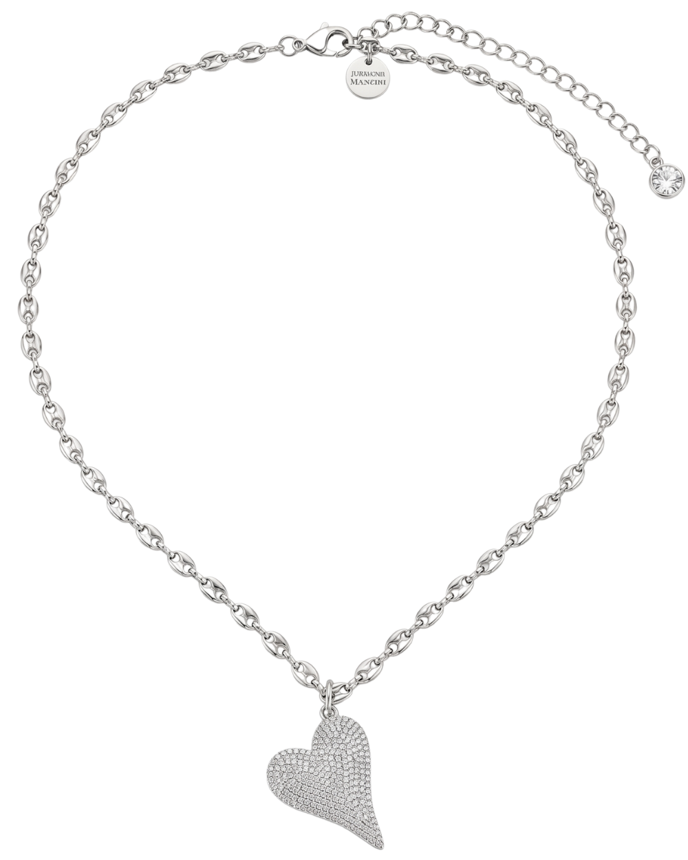 Colar Longo com Pingente de Coração Cravejado em Strass – Shine
